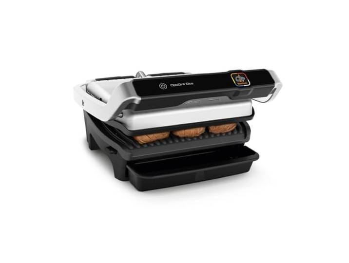 Tefal OptiGrill Elite Kontaktgrill, 12 automatische elektrische Grillprogramme, Digitales Display mit Garstufenanzeige, abnehmbare Platten, Elektrogrill, Edelstahl, GC750D16