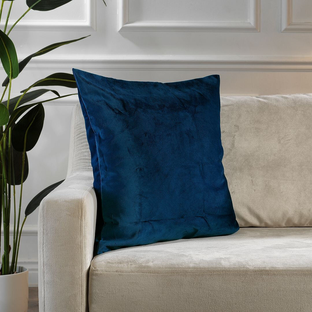 Lilijan Home & Curtain Matte Velvet Cushion Cover - 1 Pc Lapis Blue 66cm x 66cm