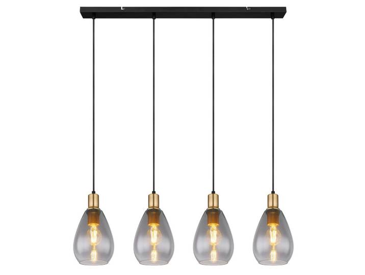 Globo Hängeleuchte Fanni, Grau, Schwarz, Messingfarben, Metall, Glas, 15x120x90 cm, CE, Lampen & Leuchten, Innenbeleuchtung, Hängeleuchten, Pendelleuchten