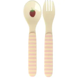 RICE Kinderbesteck Set aus Melamin ABC, L14 B3.5 cm, pink