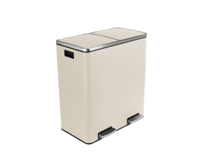Spacetronik Doppelmülleimer 2x30L, Mülleimer Küche aus Edelstahl Küchenmülleimer mit Softclose-Deckel, Hygienische Abfalltrennung, Robuste Konstruktion, Mistkübel für Küche und Büro