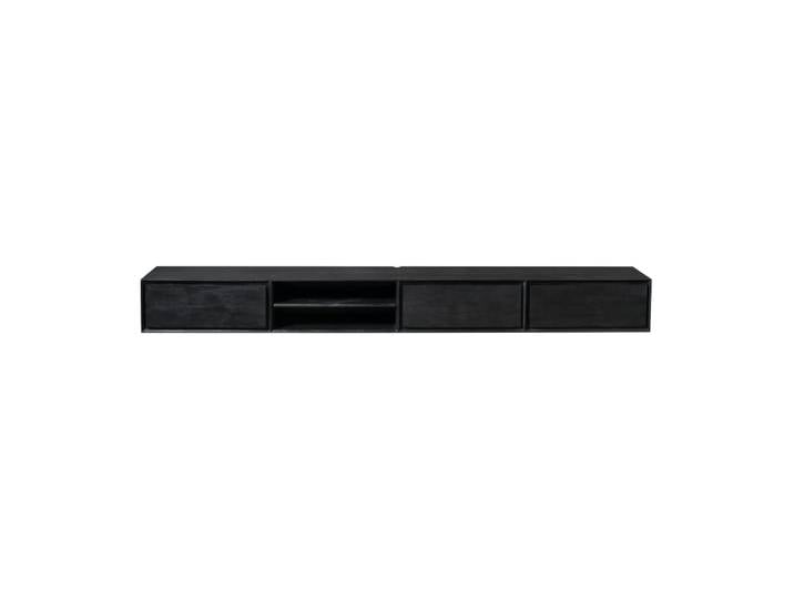 Long meuble tv suspendu noir 3 tiroirs 240 cm