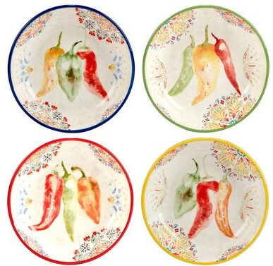 "Certified International Sweet and Spicy 40 oz. Soup/Cereal Bowls, Set of 4 - 9"" Dia x 2"""