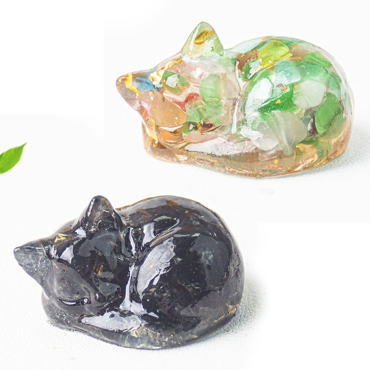 Dailygoods Set van 2 Kristallen Slapende Kat Ornamenten voor Decoratie