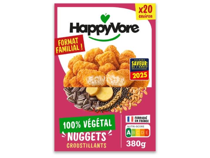 HAPPYVORE Nuggets Croustillants Végétaux et Gourmands 380 g (20 nuggets)