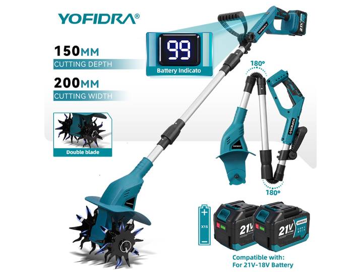 Cultivateur électrique sans fil YOFIDRA, scarificateur, rotoculteur, outil de jardinage pour batterie Makita 21V.