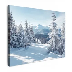LEINWANDBILD Winterlandschaft - Natur - Berge - Bäume - Schnee Wandbilder 80x60 cm