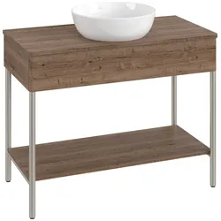 Villeroy & Boch Waschbeckenunterschrank Artis, Eckig, Tobacco Oak, 1000x782x500mm, mit Metallgestell und Beleuchtung