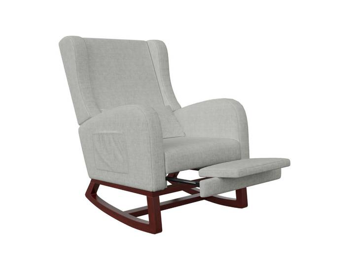 Shopentra Schaukelstuhl grau samt seittaschen ausziehbar, Grau, 64x99x67 cm, Wohnzimmer, Sessel, Schaukelstühle