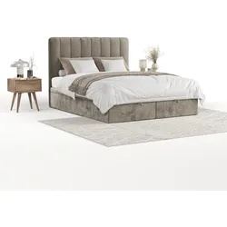 POLSTERBETT Vienna mit Stauraum 120/200 cm Beige im Lotta Stoff