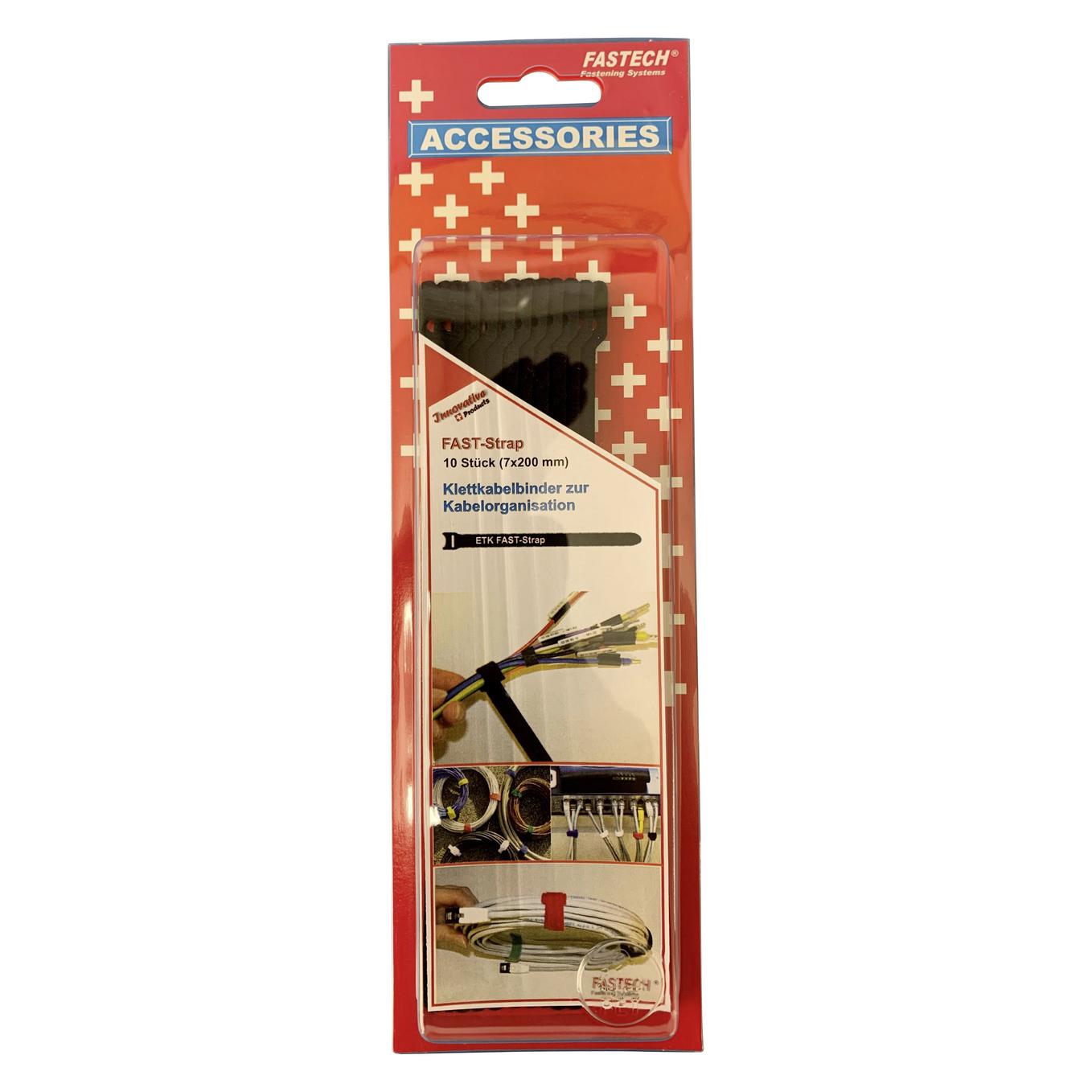 Fastech KlettKabelbinder (Klettkabelbinder, 200 mm, 10 Stk.) (801-330C)