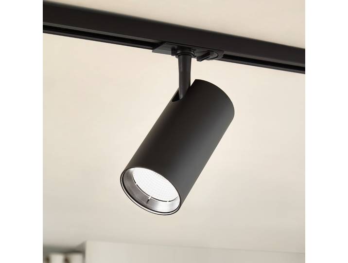 Spot sur rail LED Linaro, noir, Ø 7 cm, aluminium, CCT - Lindby - Salon / séjour - Moderne - À ampoule unique