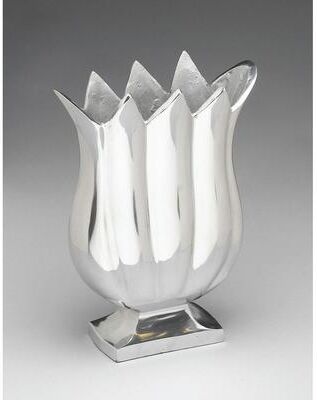 Orchard Creek Designs "Brunswick 13"" Metal Vase, Polished aluminum - Polished aluminum"
