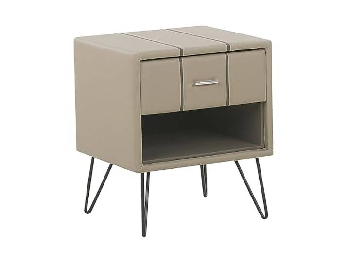Nachttisch mit Schublade und Fach Kunstleder beige Glamour Look Betin
