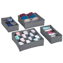 Relaxdays 4 tlg. Unterwäsche Organizer Set Anthrazit