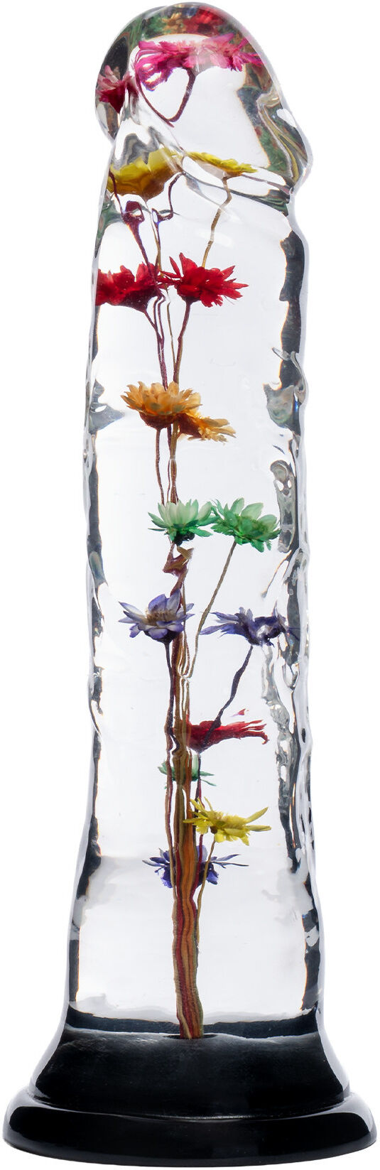 Loviss Dildo transparent avec texture fleur d'hélichryse
