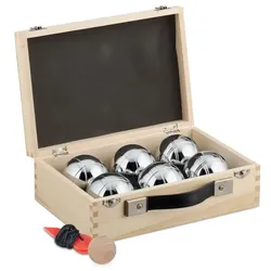 Relaxdays 6 Boule Kugeln im Set Hellbraun,Schwarz,Silber