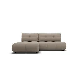 ECKSOFA CORSO L-S Grau Boucle-Stoff mit Schlaffunktion