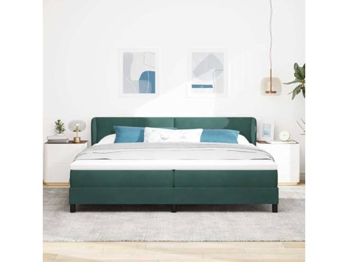 KTHLBRH Doppelbett Samt Dunkelgrün 200 x 200 cm Verstellbares Kopfteil, modernes Design, Gestell mit Federn, Matratze inklusive