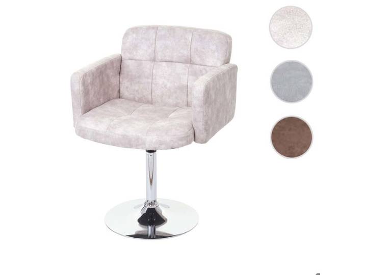 Chaise de salle à manger Orlando fauteuil rotatif imitation de daim chrome ~ vintage gris clair