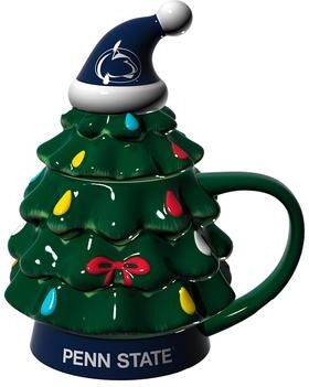 Evergreen Penn State, 14 oz Ceramic Christmas Tree Cup Gift Set