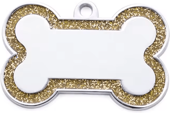 Inspire Picks SparkTag Custom Glitter Pet ID Tag Double Sided Personalized Dog & Cat Name Pendant gold s 33x21mm