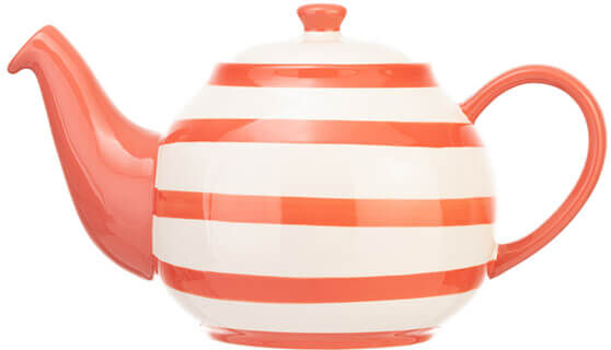 Siip Wide Horizontal Stripe Red 6 Cup Teapot