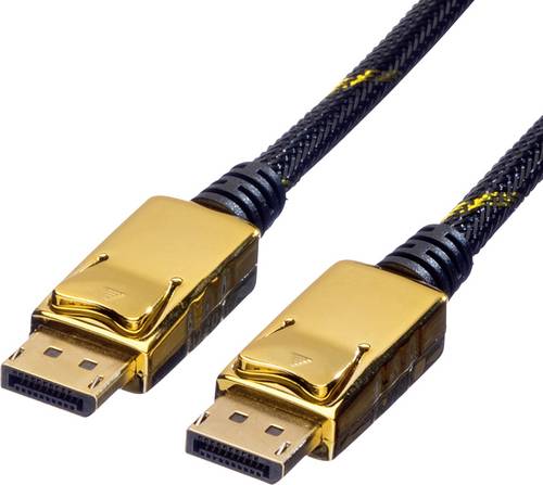 Roline DisplayPort Anschlusskabel DisplayPort Stecker, DisplayPort Stecker 2.00 m Schwarz/Gold 11.04.5645 Geschirmt DisplayPort-Kabel