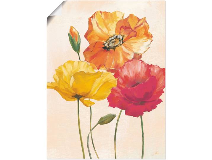 Wandbild ARTLAND Bunte Mohnblumen I , bunt (farbe bild(er): bunt), B:45cm H:60cm, Bilder, Wandbild, als Leinwandbild, Poster in verschied. Grössen