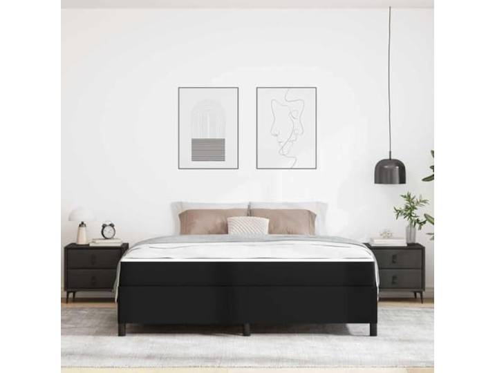 KTHLBRH Bettgestell 180 x 200 cm schwarz Technisches Holz, atmungsaktiver Stoff, rechteckiges Design, zeitgenössischer Stil