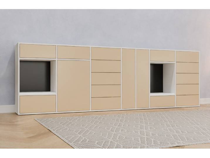 TV-Möbel nach Maß - RAL 1014 Elfenbein - 105x330x40cm - Individuell konfigurieren