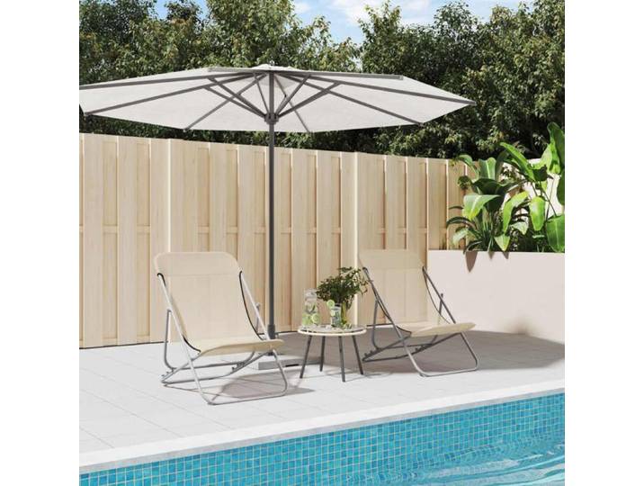 Chaises de plage pliantes 2pcs textilène acier enduit de poudre chaise longue chaise de camping chaise de patio 360192