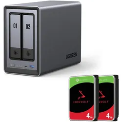 Ugreen NASync DXP2800 NAS System 2-Bay + SEAGATE Festplatte 8 TB (2 x 4 TB) (2 x 4 TB), NAS