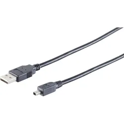 USB-A Adapterkabel, Mini-B 4p, 2.0, schwarz, 2m