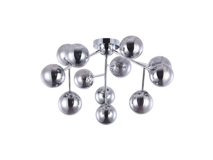 Plafonnier\, métal verre\, chrome fumé\, D 60 cm