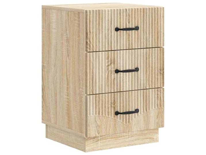 KUPTYERFG Nachttisch Sonoma-Eiche 43x41x63,5 cm Beistelltisch Holzwerkstoff Drei geräumige Schubladen bieten reichlich Stauraum für Bücher und Nachtutensilien im Schlafzimmer oder Wohnzimmer.