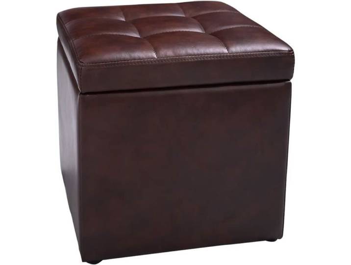 RELAX4LIFE Tabouret Pouf de Rangement 40X40X40CM en Cube Repose-Pieds en Bois&PU Cuir Pieds Antidétapants& Éponge Assis