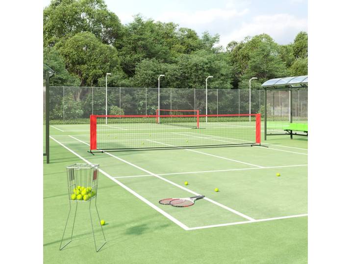 vidaXL Tennisnetz Schwarz und Rot 500x100x87 cm Polyester