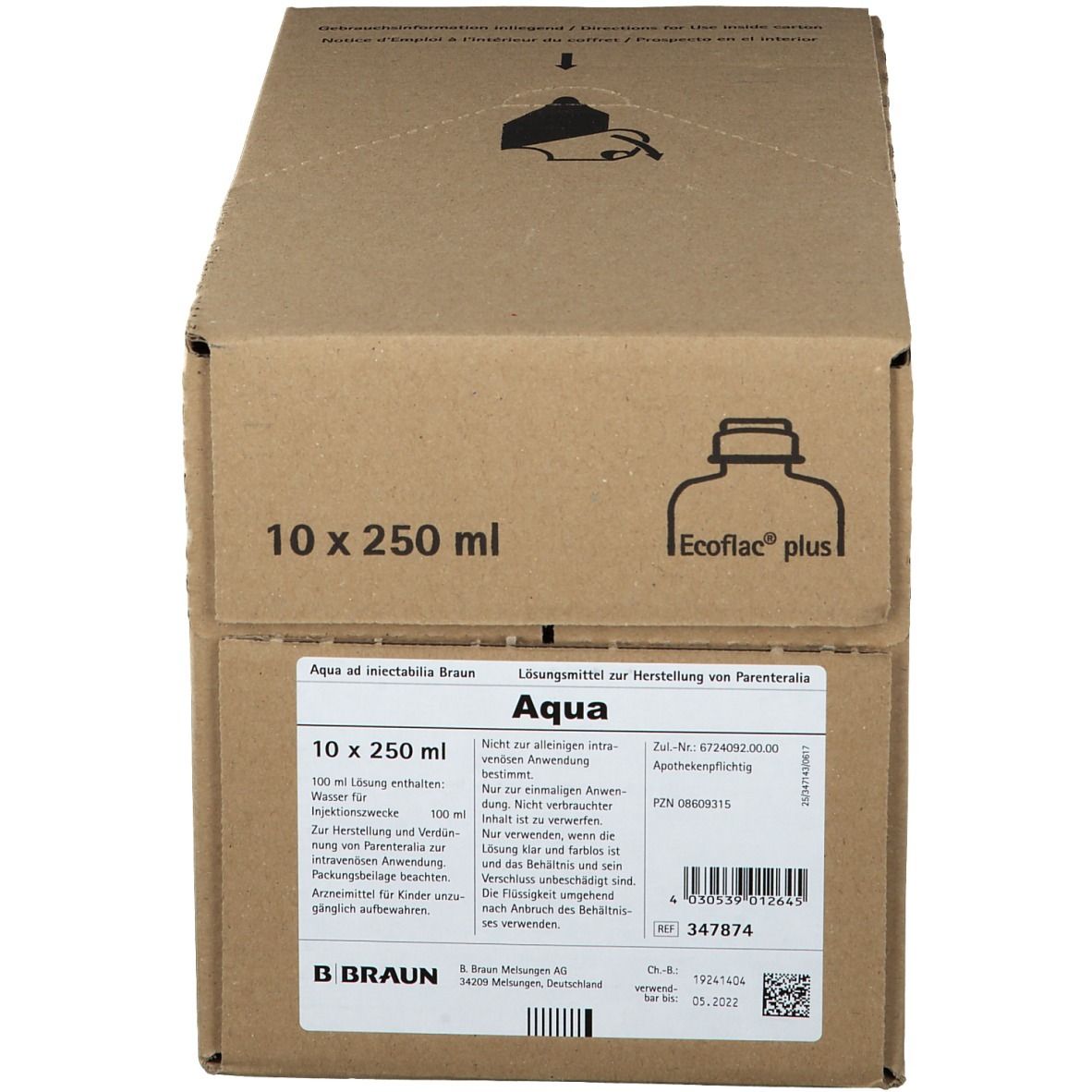 Aqua AD injectabilia Ecoflac Plus Infusionslsg. 10x250 ml Infusionslösung