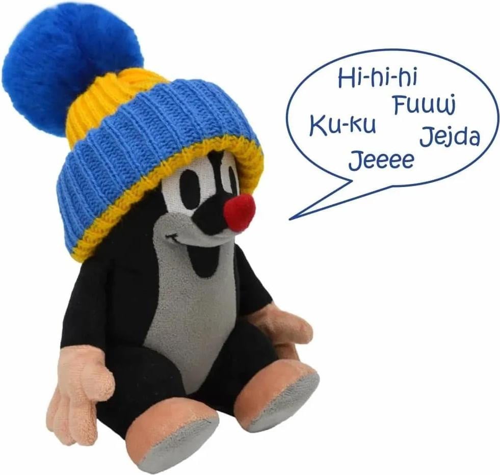 Krtek sprekende blauwe knuffel zittend 20 cm