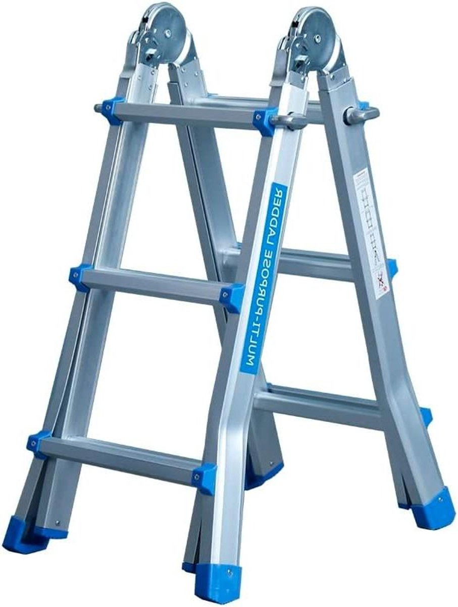 Multifunctionele aluminium vouwladder en boksladder, 290 cm, aluminiumkleur
