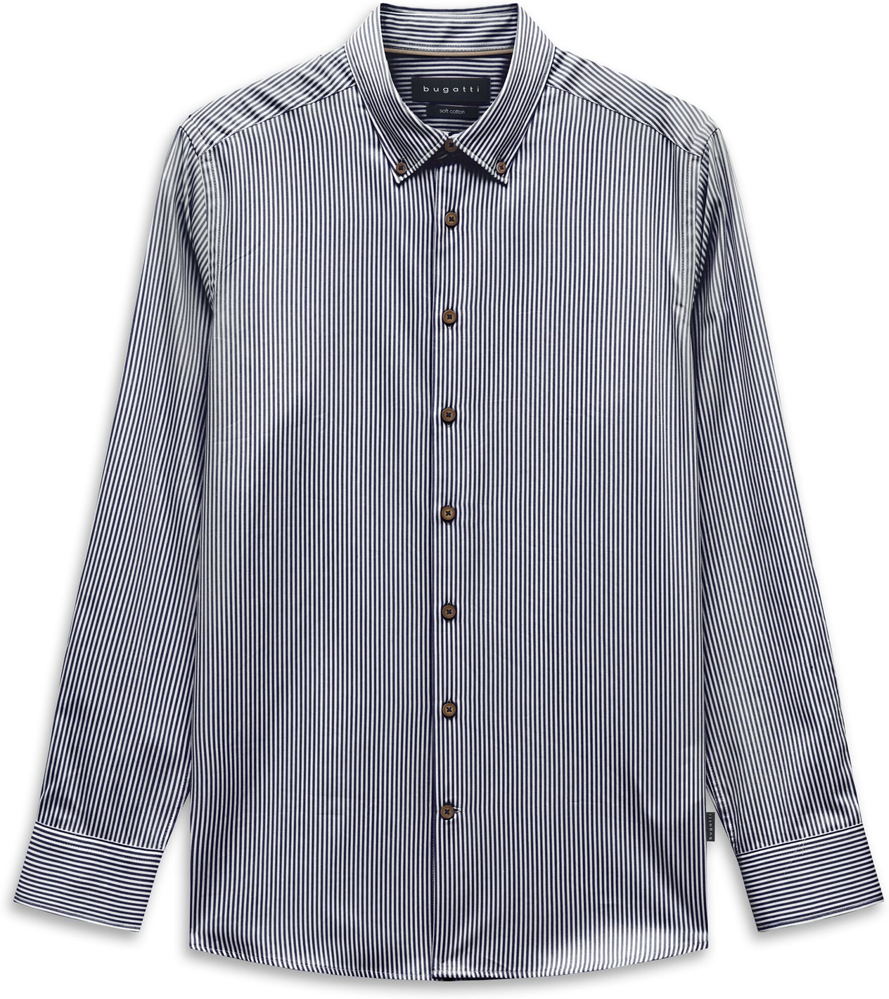 Langarmhemd BUGATTI "Modern Fit", Herren, Gr. S, Normalgrößen, 390, marine, 100% Baumwolle, gestreift, normal, Hemden Langarmhemd, Modern Fit Baumwolle Gestreift Button-Down