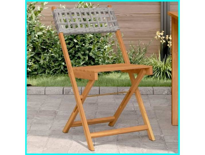 NEUF Chaises de bistrot lot de 2 gris bois massif d'acacia et rotin AF345 - YESMAEFR - Nouveau produit