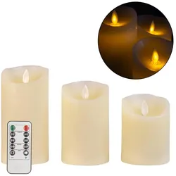 Intirilife, LED Kerzen, Flammenlose LED Kerzen mit Fernbedienung (3x)