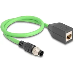Delock M12 Kabel A-kodiert 8 Pin Stecker zu RJ45 Buchse PUR (TPU) 0,5 m (0.50 m), Netzwerkkabel