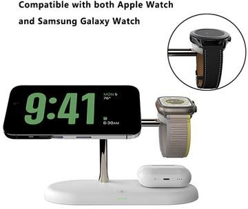 Handpicked Choices 3 In 1 Wireless Charger Stand Magnetic Charging Station For IPhone Apple Watch AirPods Fast Wireless Charging t256 white