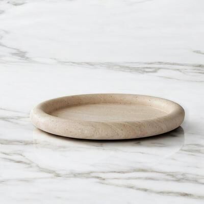 BIDK Home Travertine Large Round Tray Cream