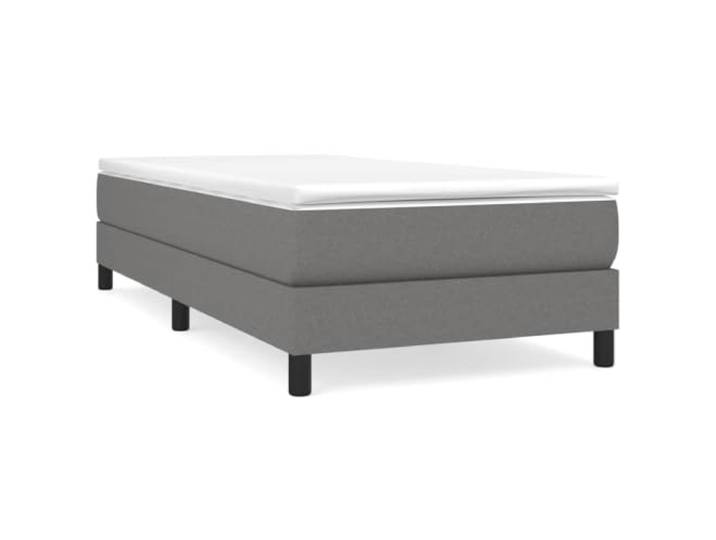 PUGYNBK Boxspringbett, 90 x 200 cm, mit Federkernmatratze, Dunkelgrau Mittlere Härte, atmungsaktiver Stoff, Holzlatten, weicher Schutz, ideal zum Schlafen auf dem Rücken