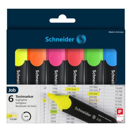 Schneider Job Textmarker farbsortiert, 6 St.