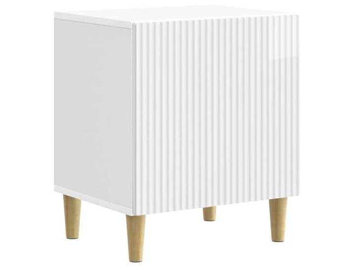 LMTYOENFG Nachttisch Hochglanz Weiß 43x34,5x50 cm Holzwerkstoff Kompakte Ablage fürs Schlafzimmer mit Drehtür und offenen Fächern für Lektüre und persönliche Utensilien am Bett.